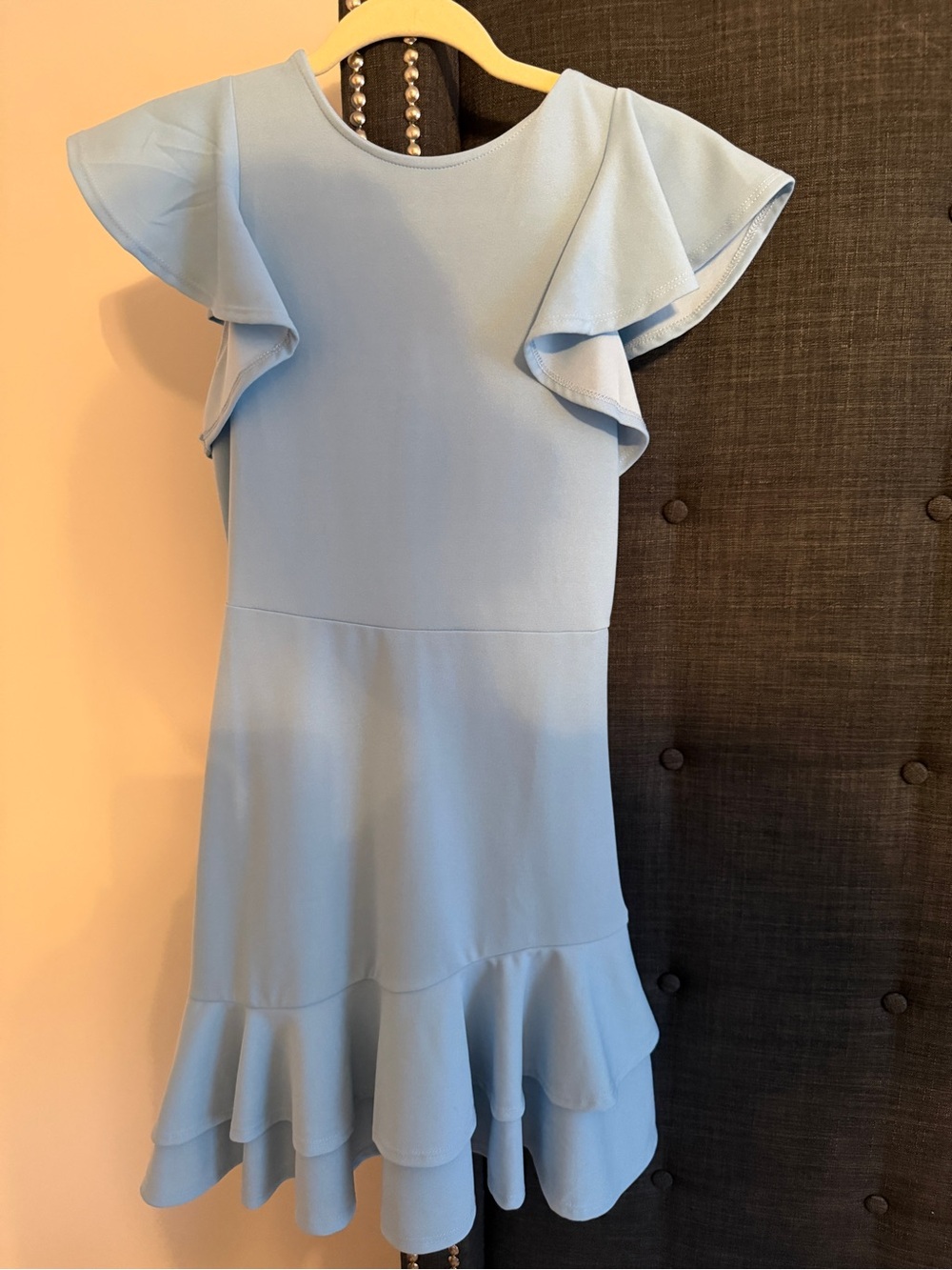 Light Blue Ruffle Sleeve Mini Dress